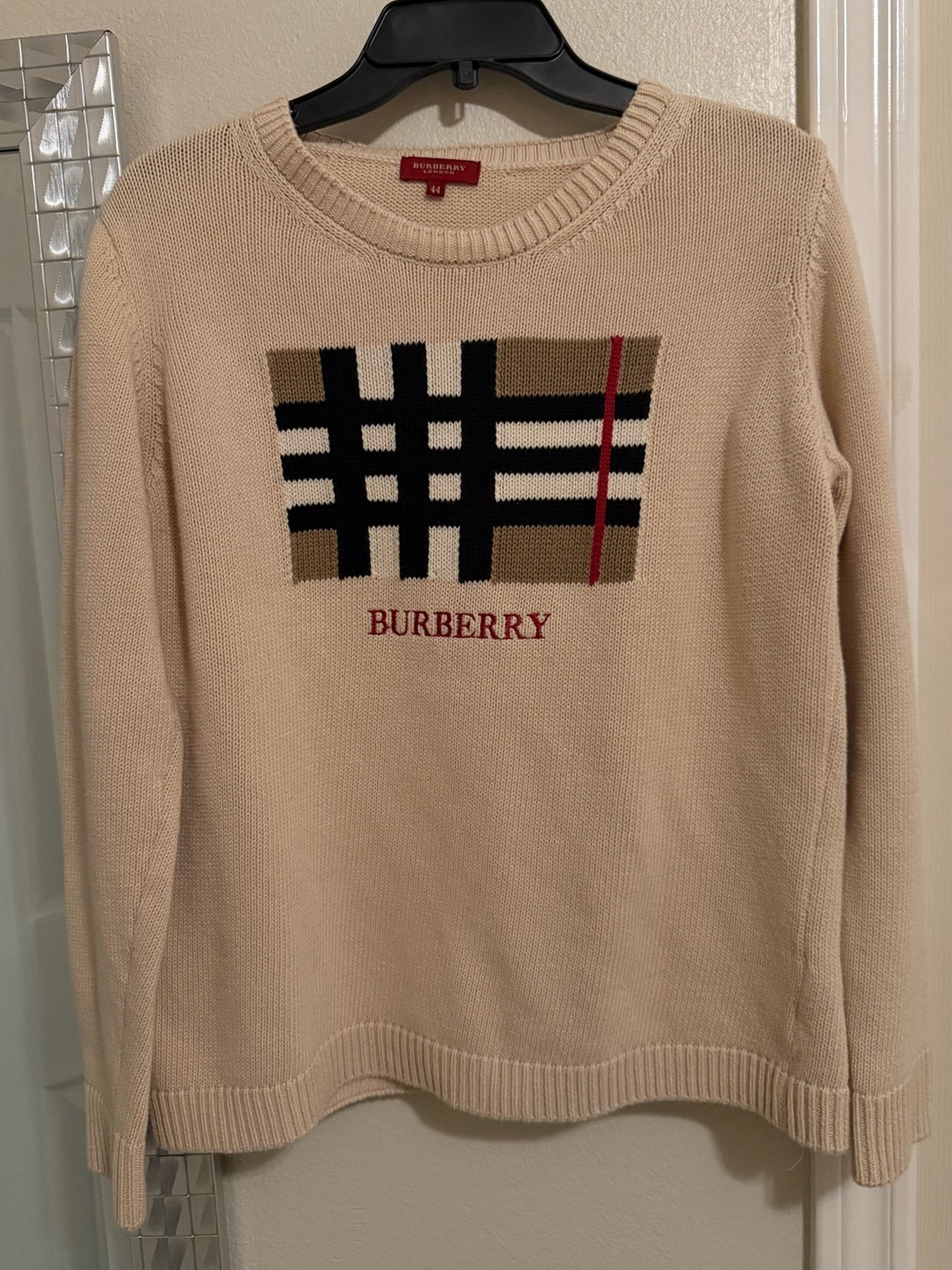 Authentic Vintage Women’s Burberry Beige Crewneck Sweater - Size 44